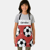 Girls Soccer Red Balls & Snowflakes Kinder Name Ni Schürze (Insitu)