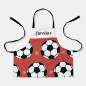Girls Soccer Red Balls & Snowflakes Kinder Name Ni Schürze (Vorderseite)