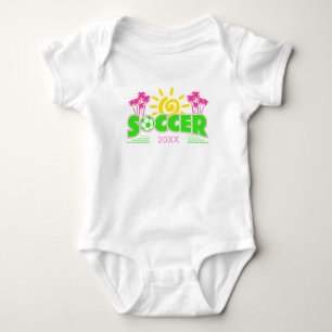 Girls Soccer Sunshine Palm Trees Baby Strampler