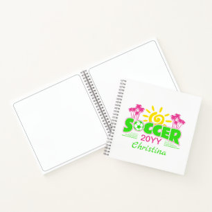 Girls Soccer Sunshine Palm Trees Notizblock