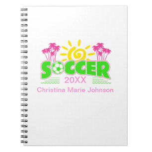 Girls Soccer Sunshine Palm Trees Notizblock