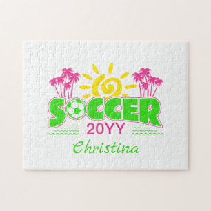 Girls Soccer Sunshine Palm Trees Puzzle