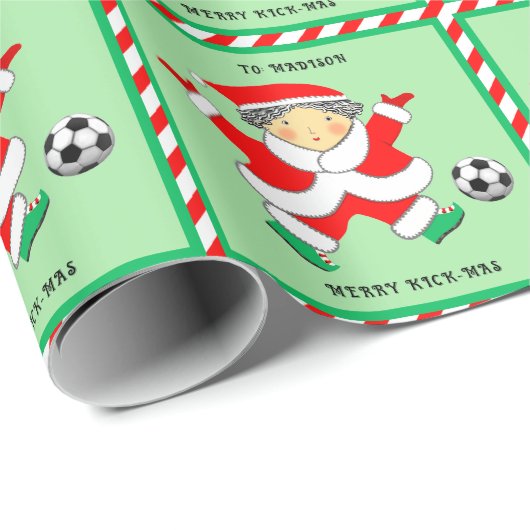 Girls Soccer Weihnachtsfeiertag Geschenkpapier (Rolleneckpunkt)