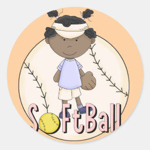 Girls Softball American T - Shirt and Gifts Runder Aufkleber