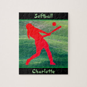 Girls Softball Batter Up auf dem Green Jigsaw Puzz Puzzle