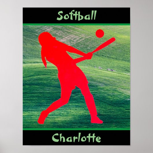 Girls Softball Batter Up on Green Poster (Vorne)