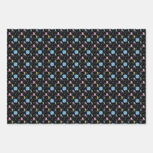 Girls Softball - Frauen Spieler mit Sternen Geschenkpapier Set (Vorderseite)