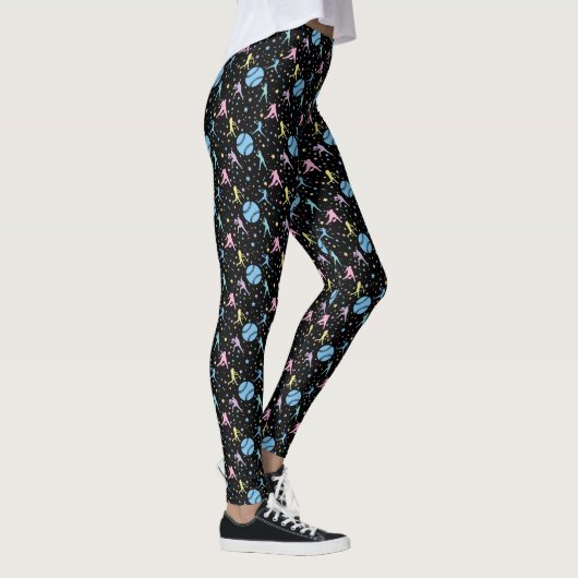 Girls Softball - Frauen Spieler mit Sternen Leggings (Rechts)