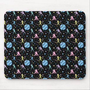 Girls Softball - Frauen Spieler mit Sternen Mousepad