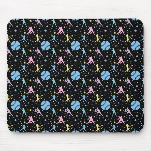 Girls Softball - Frauen Spieler mit Sternen Mousepad (Vorne)