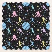 Girls Softball - Frauen Spieler mit Sternen Untersetzer (Vorderseite)