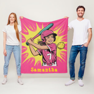 Girls Softball Geburtstagsgeschenk Fleecedecke
