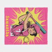 Girls Softball Geburtstagsgeschenk Fleecedecke (Vorderseite (Horizontal))