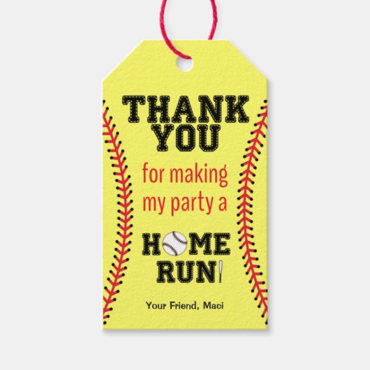 Girls Softball Geburtstagsparty Geschenkanhänger (Vorderseite)