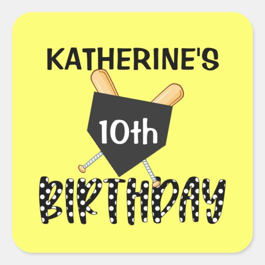 Girls Softball Geburtstagsparty Quadratischer Aufkleber (Vorderseite)