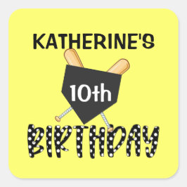 Girls Softball Geburtstagsparty Quadratischer Aufkleber