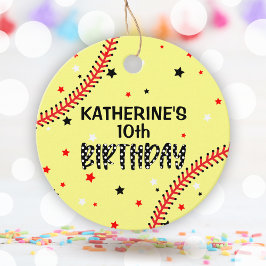 Girls Softball Geburtstagsparty Runde Geschenkanhänger