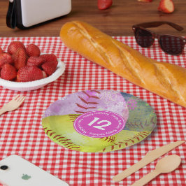Girls Softball Party personalisiert Pappteller