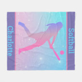 Girls Softball Pastel Fleece Blanket (Vorderseite (Horizontal))