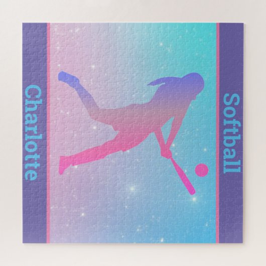 Girls Softball Pastel Puzzle (Horizontal)