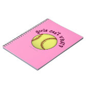Girls Softball-Pink-Text Notizblock (Linke Seite)