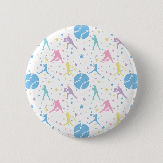 Girls Softball Player Stars Button (Vorderseite)