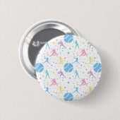 Girls Softball Player Stars Button (Vorne & Hinten)