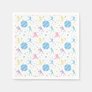 Girls Softball Player Stars Serviette