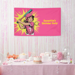 Girls Softball Softball Geburtstagsparty Banner