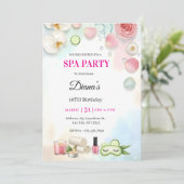 Girls Spa Birthday Party Invitation | Pamper Party Einladung (Stehend Vorderseite)