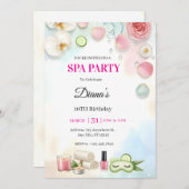 Girls Spa Birthday Party Invitation | Pamper Party Einladung (Vorne/Hinten)