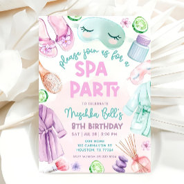 Girls Spa Birthday, Spa Party Birthday Glam Party Einladung