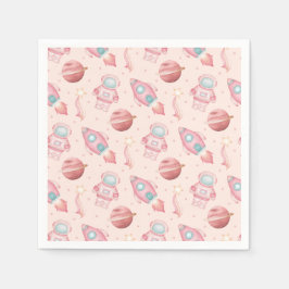 Girls Space Birthday Kids Pink Astronaut Serviette