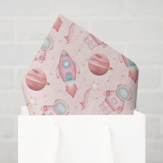 Girls Space Birthday Pink Astronaut Seidenpapier (Geschenktüte)