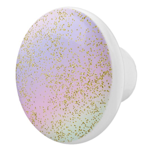 Girls Sparkle Rainbow Pastel Gold Glitzer Fantasy Keramikknauf (Rechts)