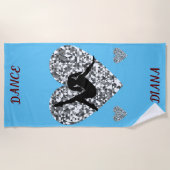 Girls Sparkling Silver Heart Dance Strandtuch (Vorderseite)