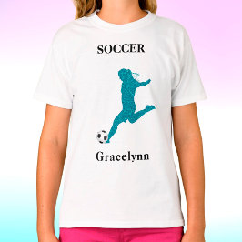 Girls Sparkly Soccer Player T-Shirt