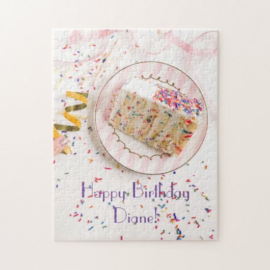 Girls Sparkly Sprinkles White Birthday Cake Puzzle (Vertikal)