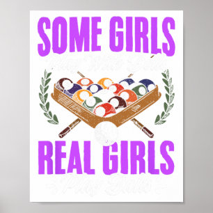 Girls spielen mit Snooker Pool-Spielern Girl Billi Poster