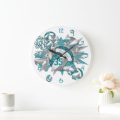 Girls sportlich aquamarin-grauer Volleyballblowout Große Wanduhr (Zuhause)