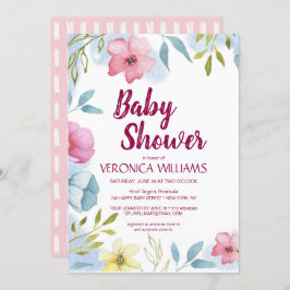 Girls Spring Floral Watercolor Babydusche Einladung