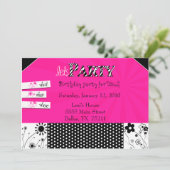 Girls stylisches Party Einladung (Stehend Vorderseite)