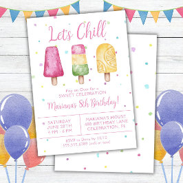 Girls Summer Let's Chill Popsicle Geburtstag Einladung