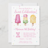 Girls Summer Popsicle Geburtstagsparty Einladung (Vorderseite)