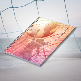Girl's Sunset Beach Volleyball personalisiert Notizblock