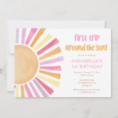 Girls Sunshine Erster Ausflug rund um den Sonnenge Einladung (Vorderseite)