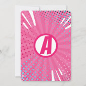 Girl's Superhero Comic Foto Geburtstagseinladung Einladung (Rückseite)