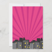 Girl's Superhero Einladung Party Pink Comic (Rückseite)