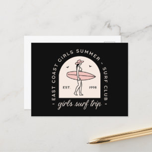 Girls surfen Surf Club besties squad retro Postkarte