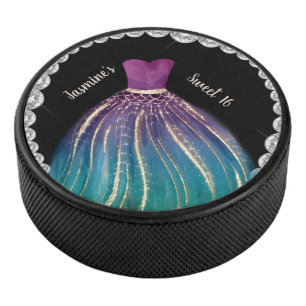 Girls Sweet 16 Ombre Kleid und Rhinestones Eishockey Puck